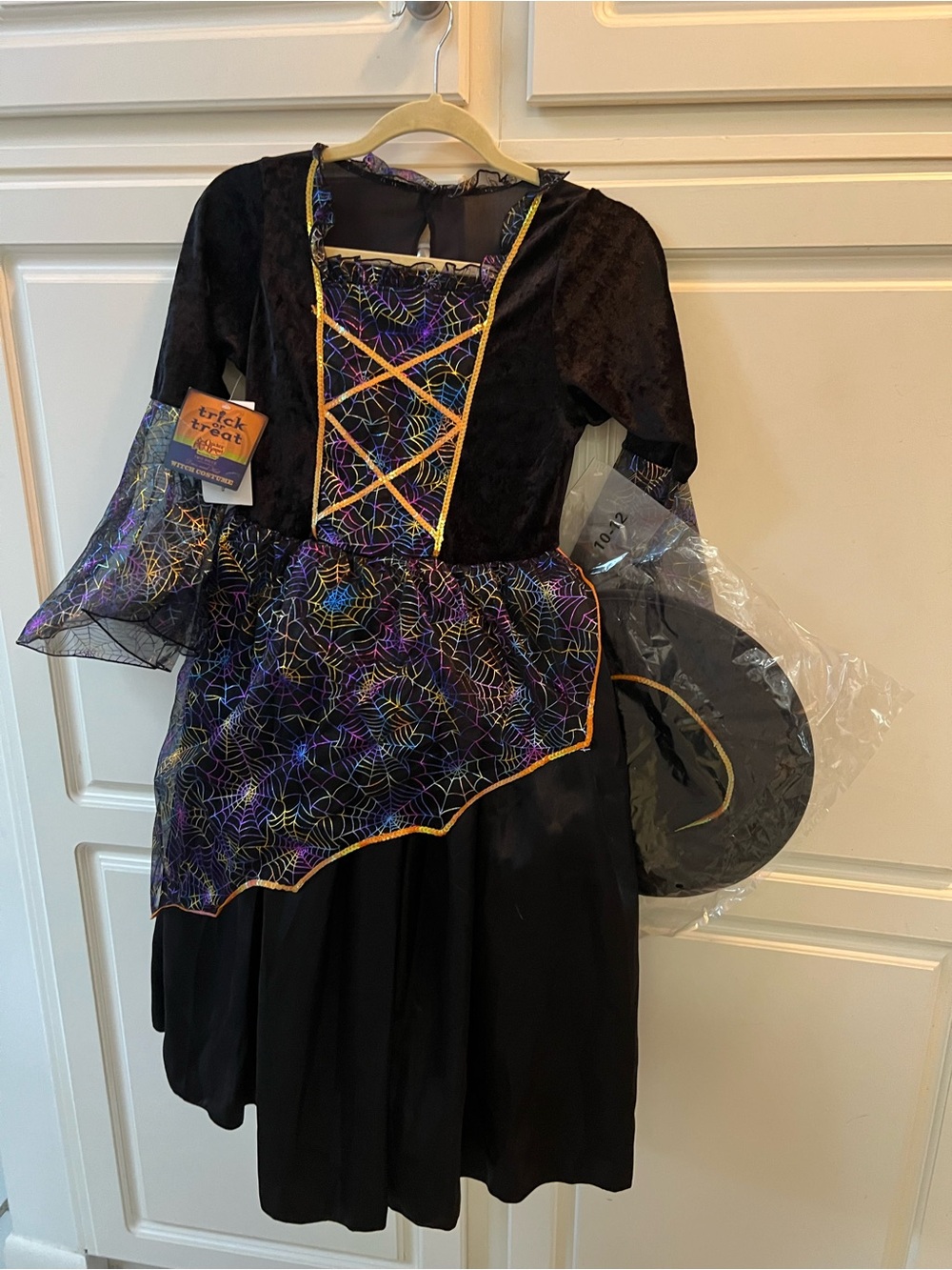 Cracker Barrel Halloween Black Witch Costume with Purple and Orange Accents